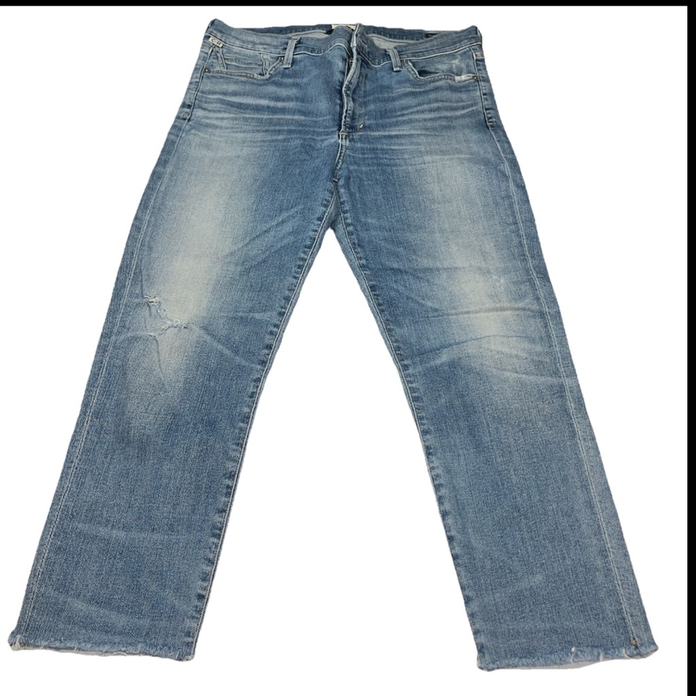 Citizens of Humanity Women’s 32, Blue Jeans Rocket Crop High Rise Skinny Frayed